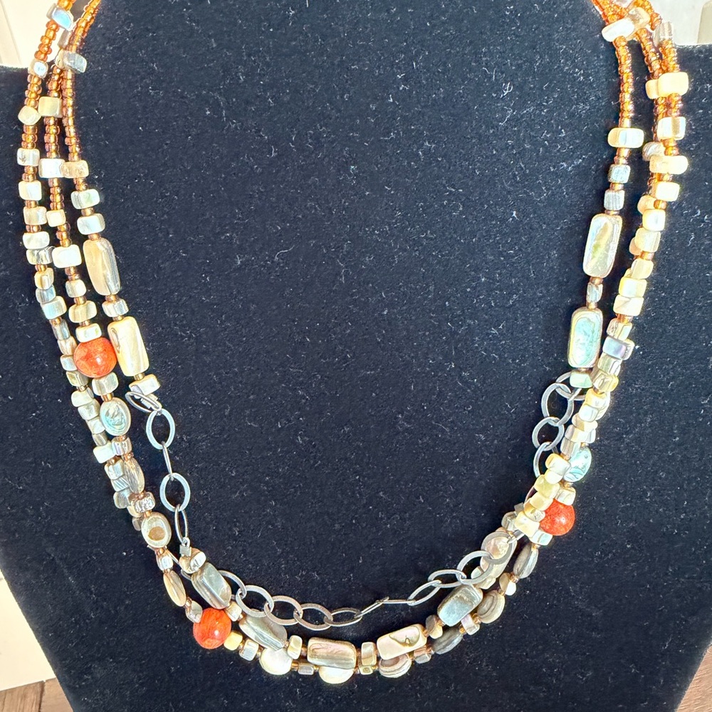 Silpada Sterling Silver 925 Sponge Coral Shell Seed Bead Necklace